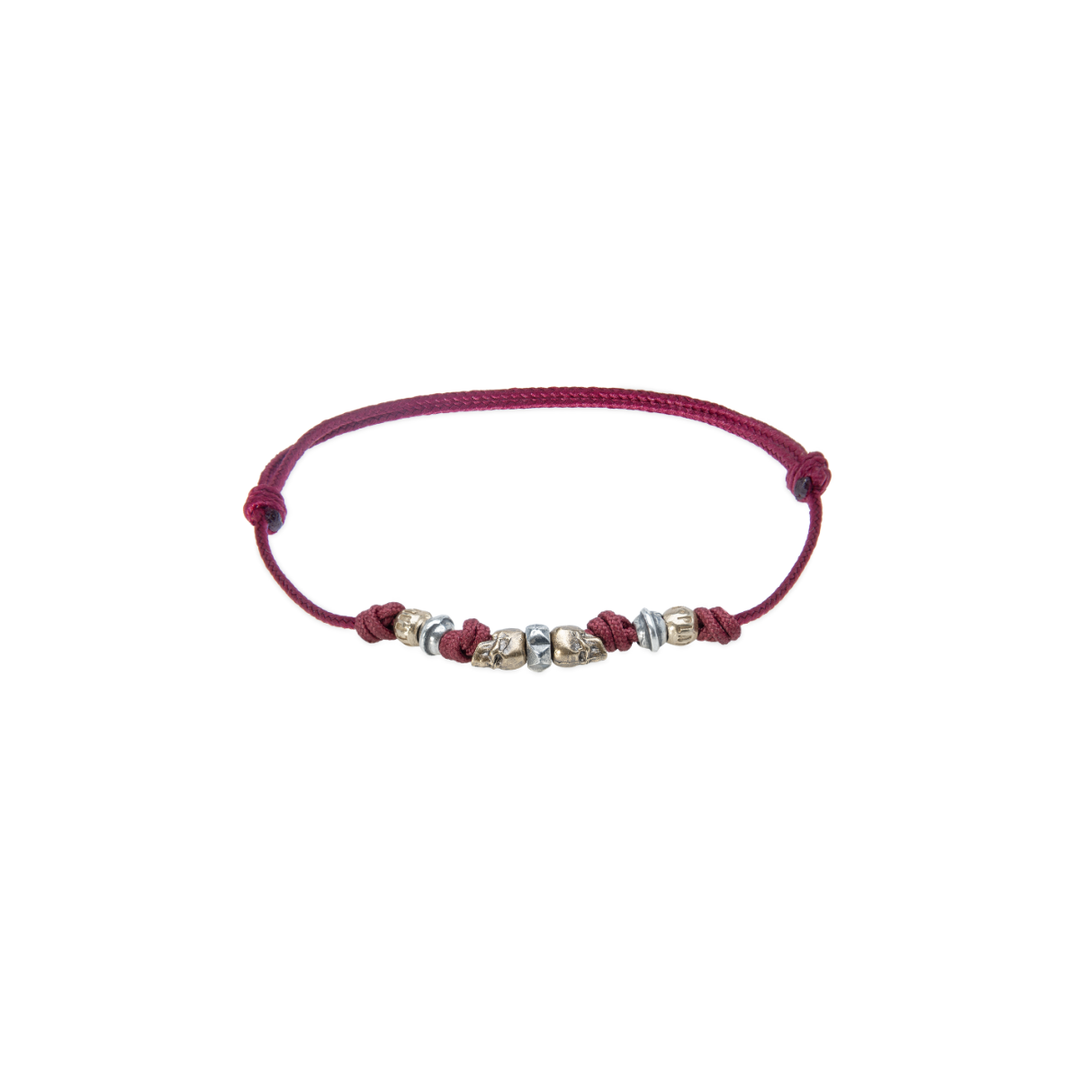 Pulsera Calavera Paprika de Plata 925, bronce y nylon