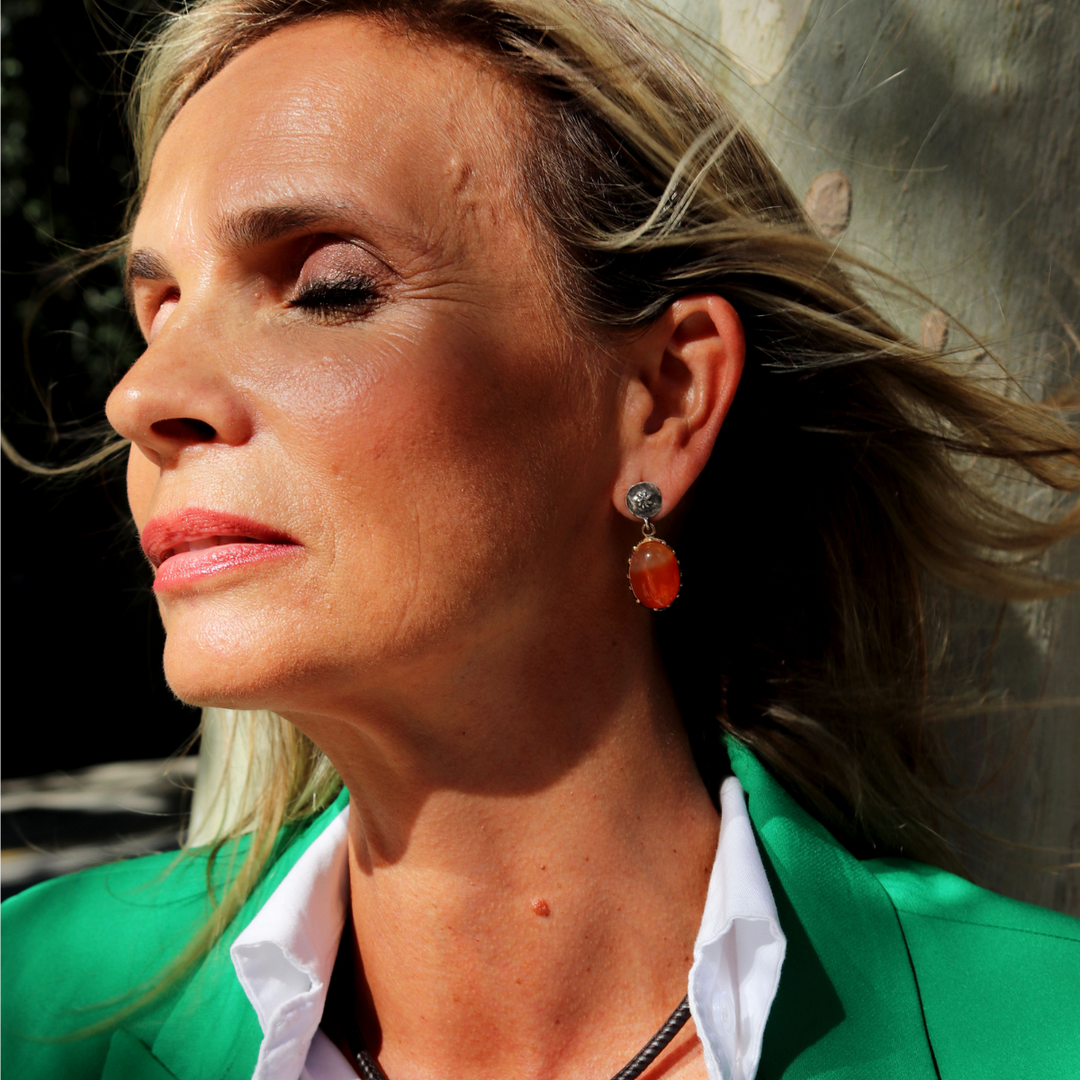 Damen Ohrringe Rin aus Karneol und 925 Silber