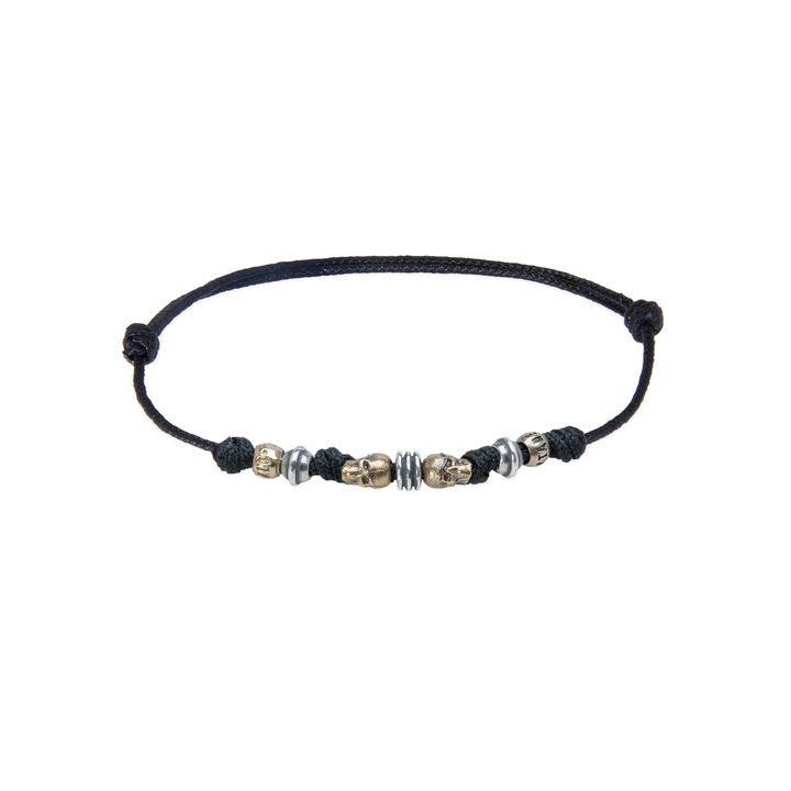 Pulsera Calavera Paprika de Plata 925, bronce y nylon