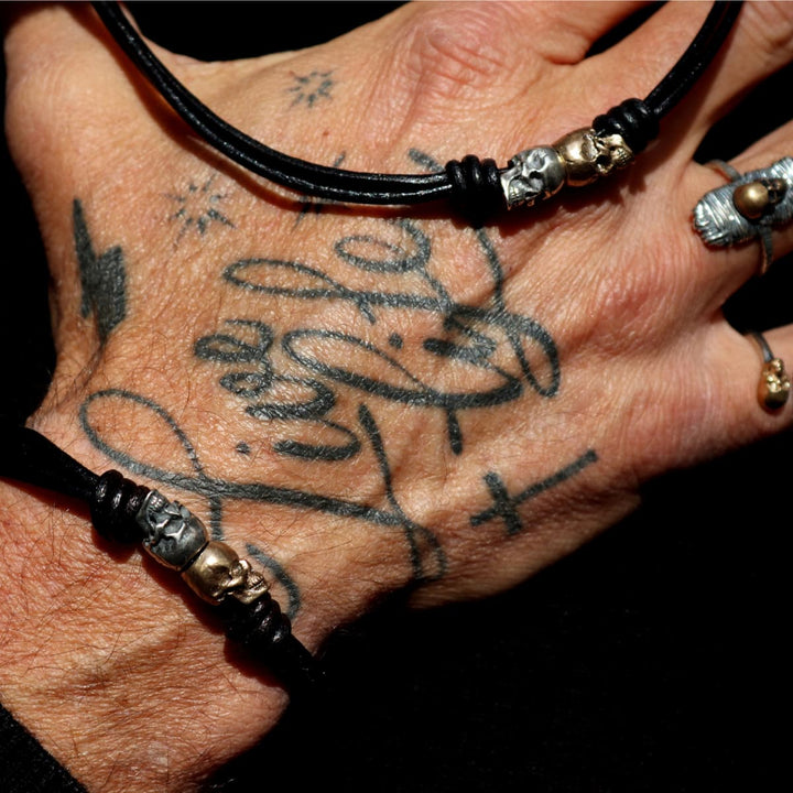 Flaherty Skull Bracelet in 925 Silver and Bronze