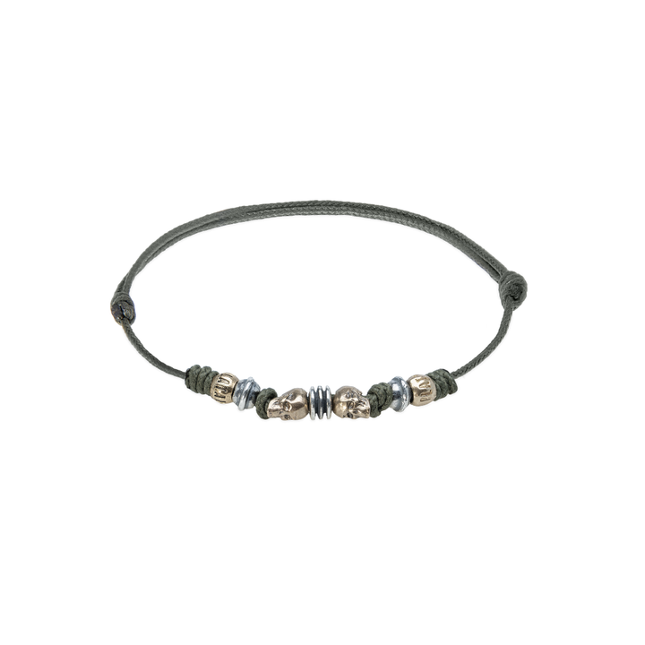 Pulsera Calavera Paprika de Plata 925, bronce y nylon
