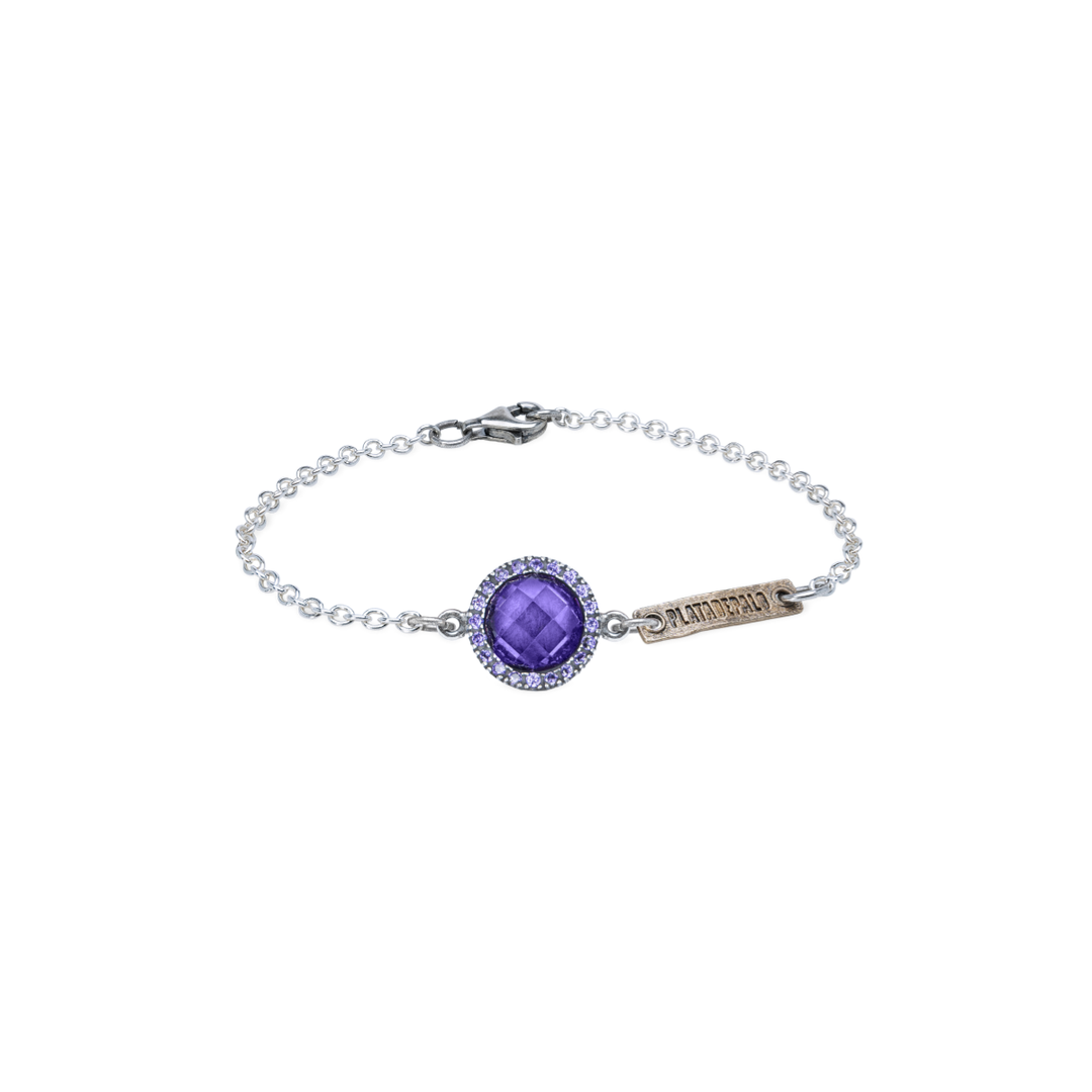 Pulsera Mujer Nora de Plata 925 con circonitas amatista y bronce