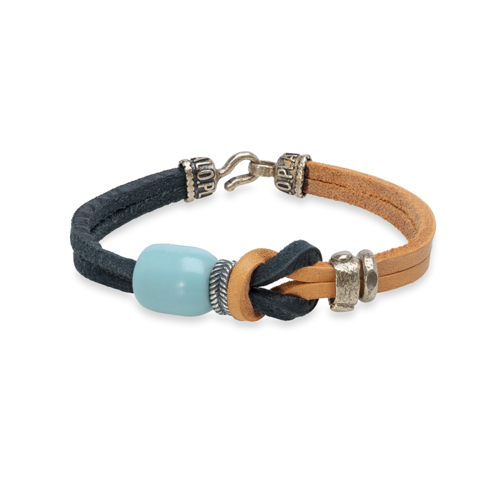 Pulsera Miksa con Plata 925, cuero y bronce