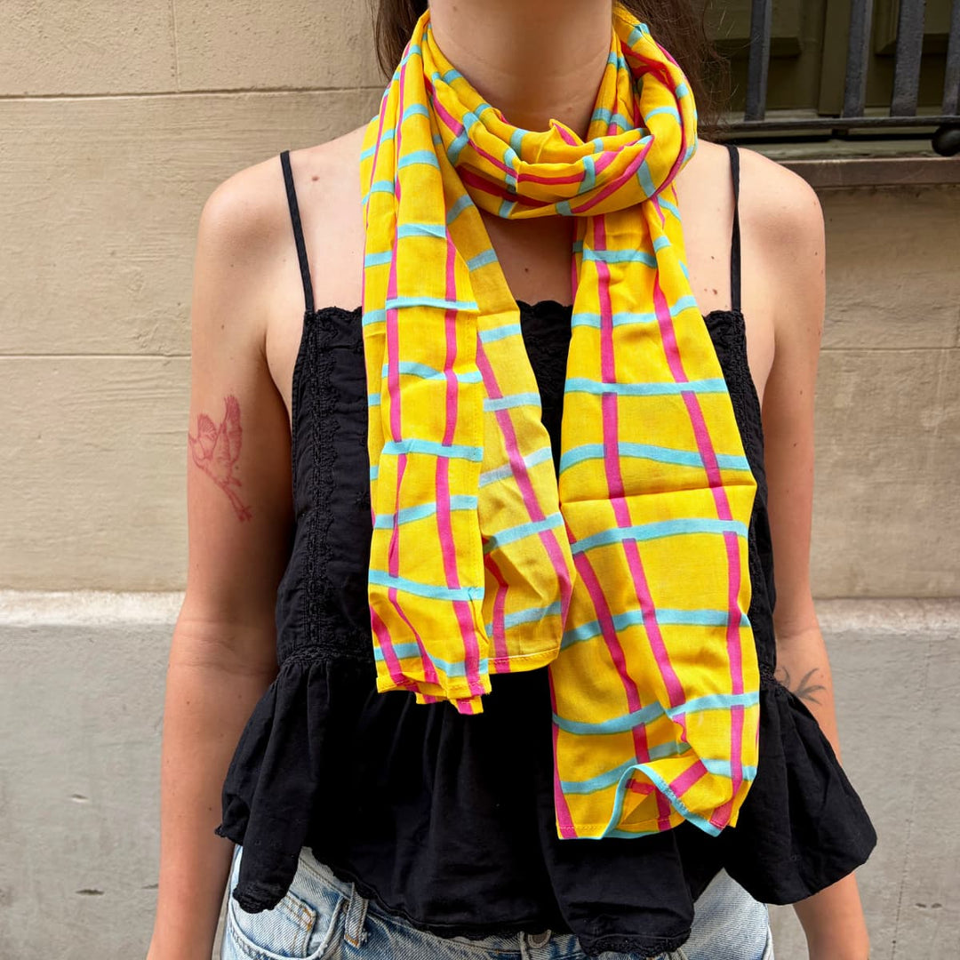Sarong Unisex Amarillo Cuadros