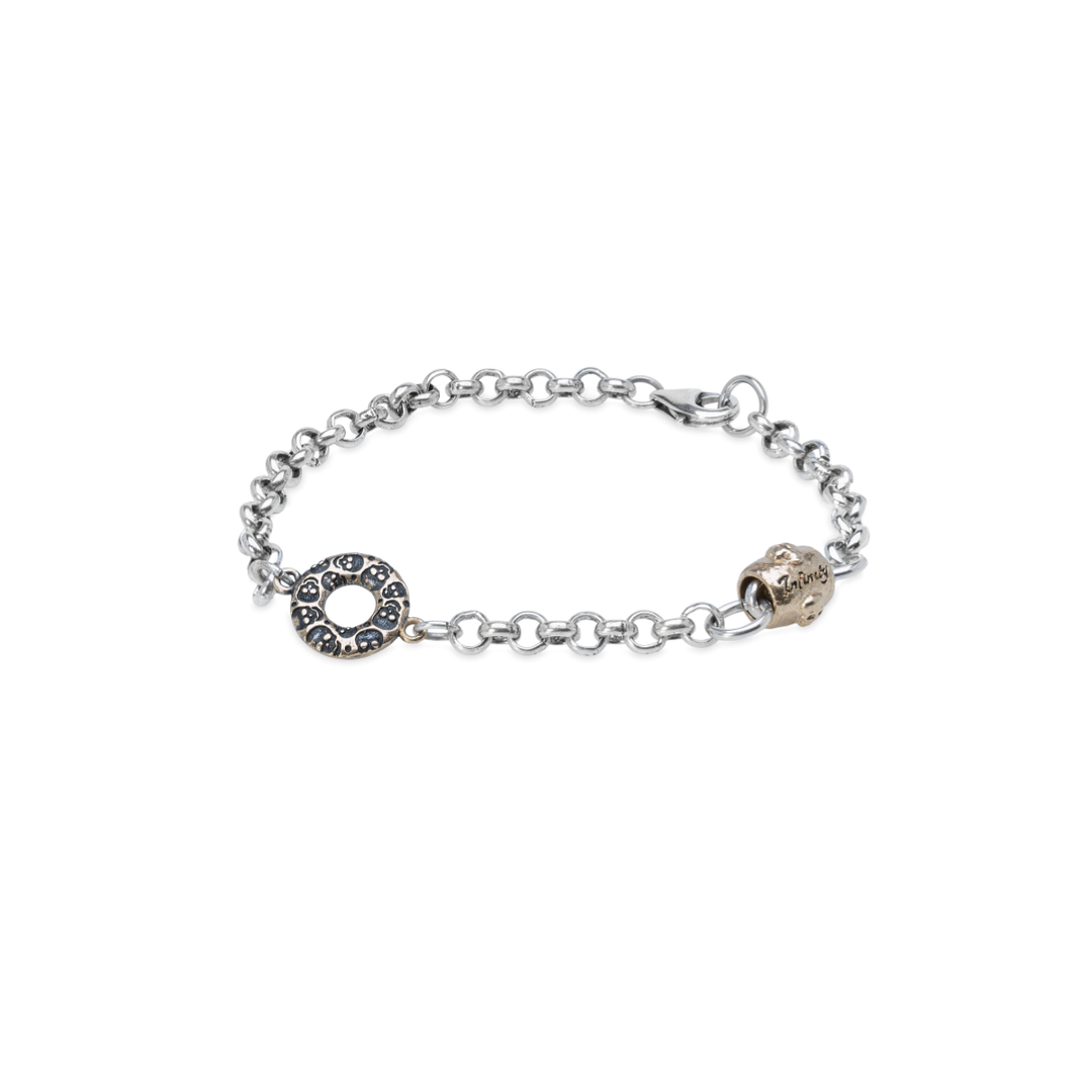 Pulsera Calavera Cúrcuma de Plata 925 y bronce