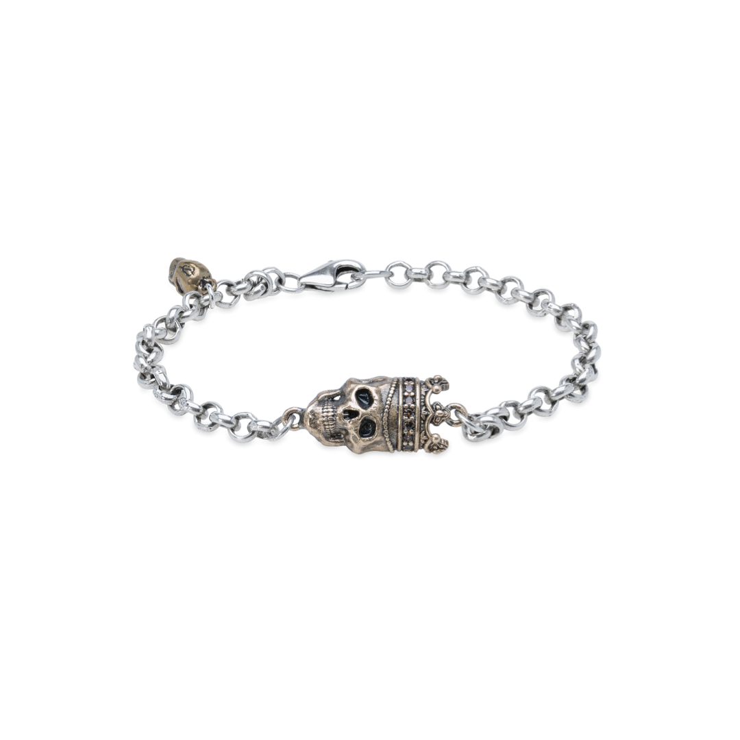 Pulsera Calavera Harira de Plata 925 y bronce