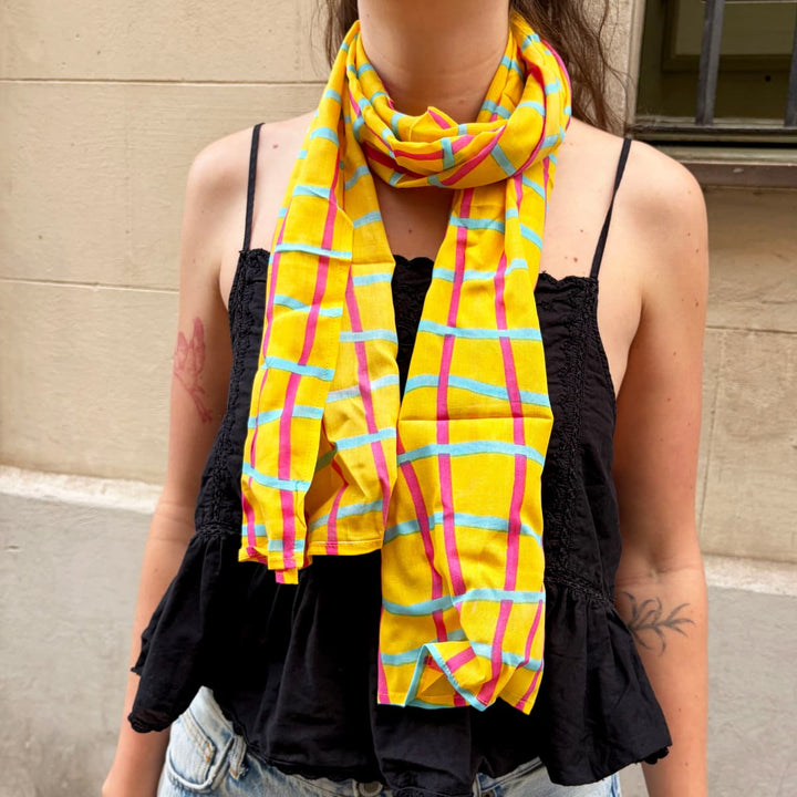 Sarong Unisex Amarillo Cuadros