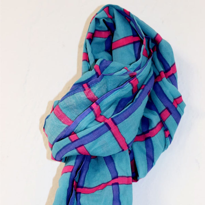 Sarong Unisex Azul Cuadros