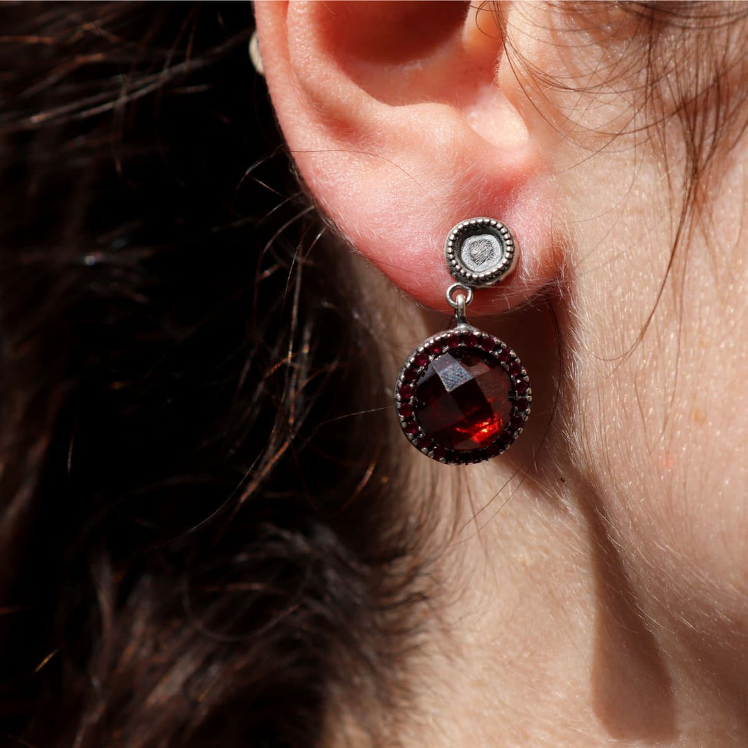Pendientes Mujer Sienna de Plata 925 con circonitas granate