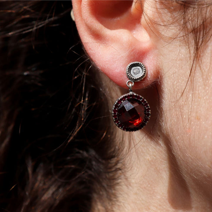 Pendientes Mujer Sienna de Plata 925 con circonitas granate