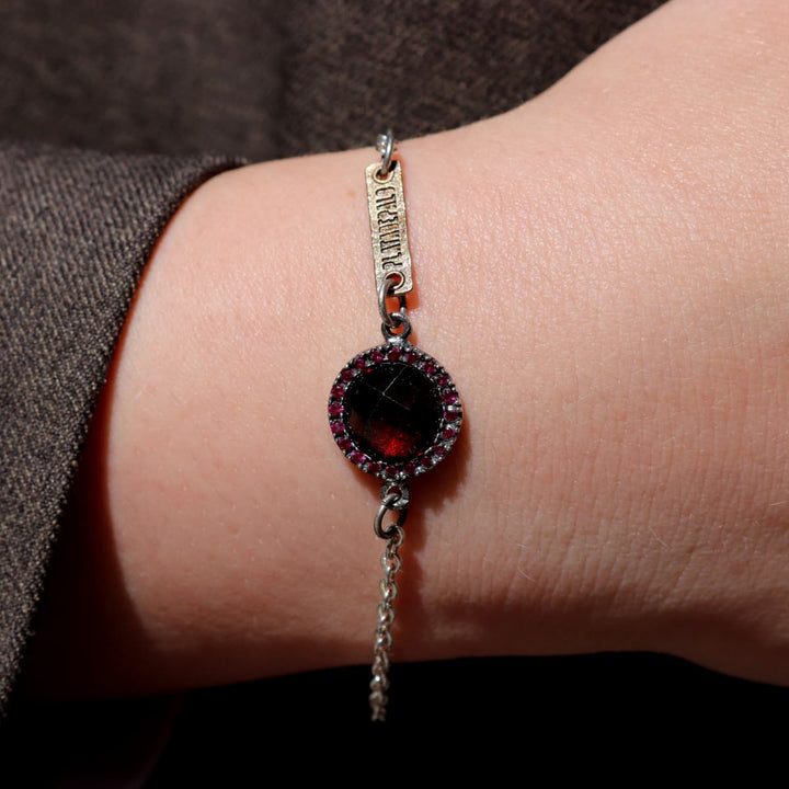 Pulsera Mujer Amora de Plata 925 con circonita granate y bronce