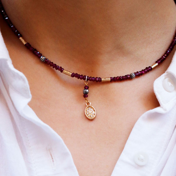 Collar Mujer Aetheris de granate y plata 925