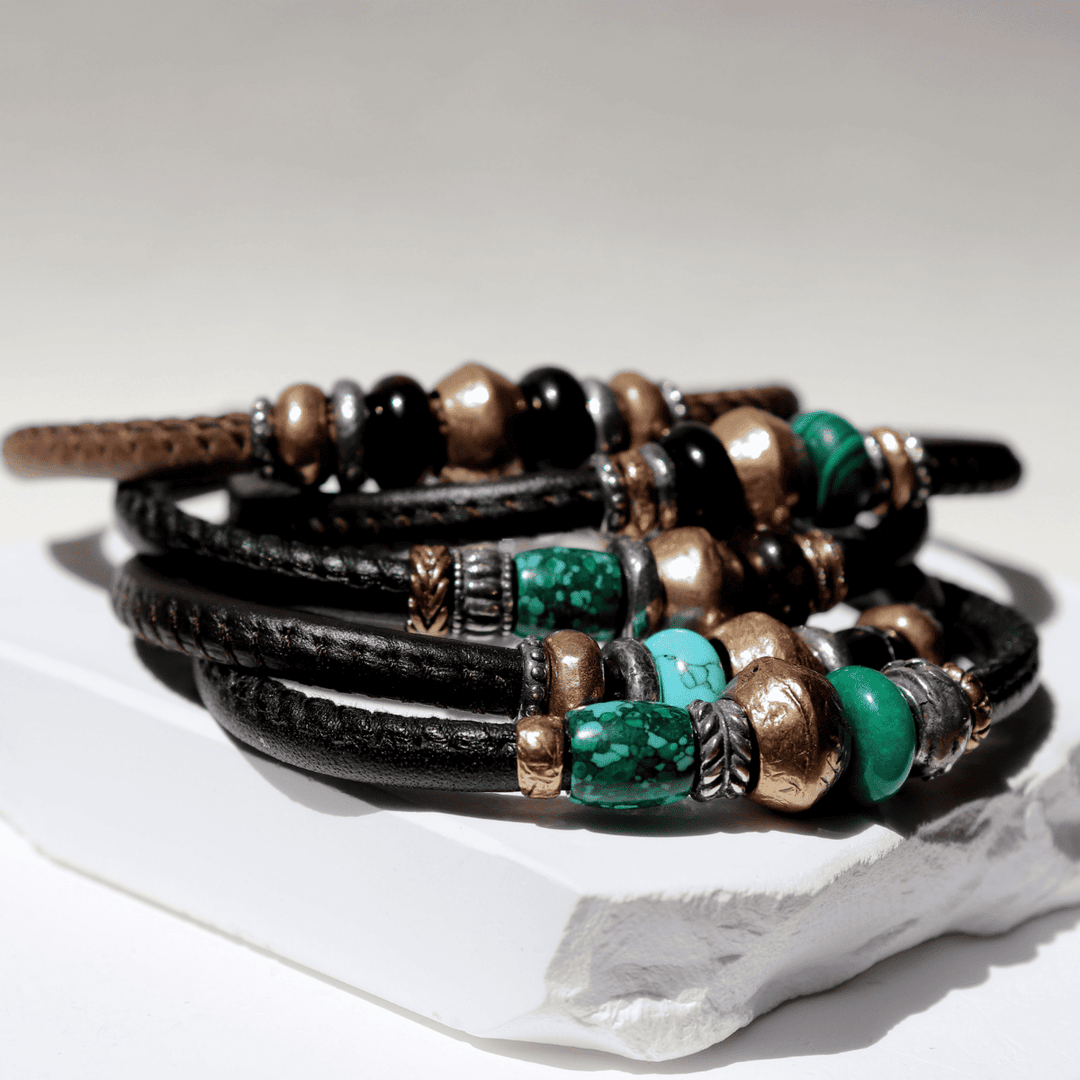 Akatsuki Men's Leather Bracelet with Tiger's Eye