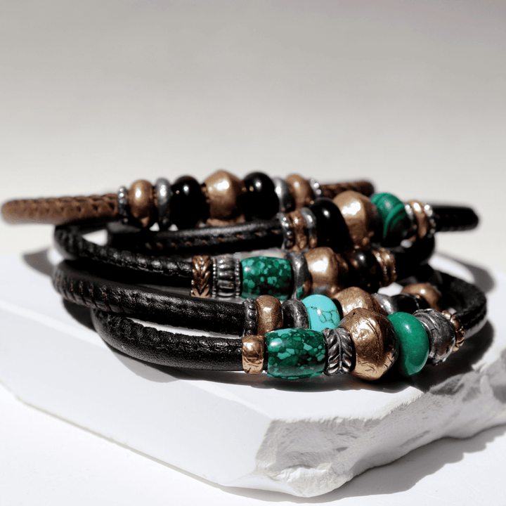 Akatsuki Men's Leather Bracelet with Tiger's Eye