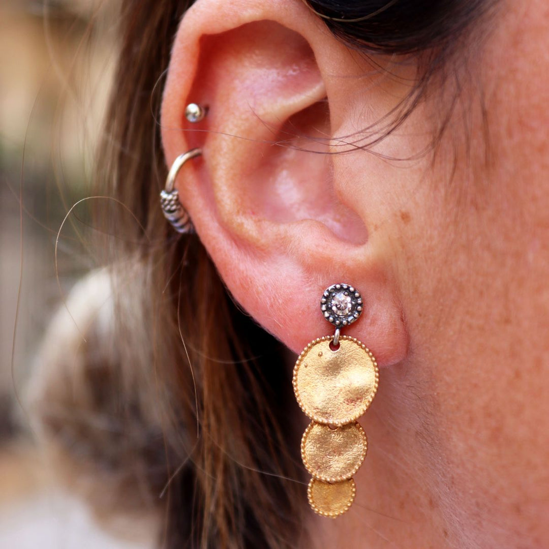 Hoshikuzu Women's Earrings with Cascading Bronze Medals
