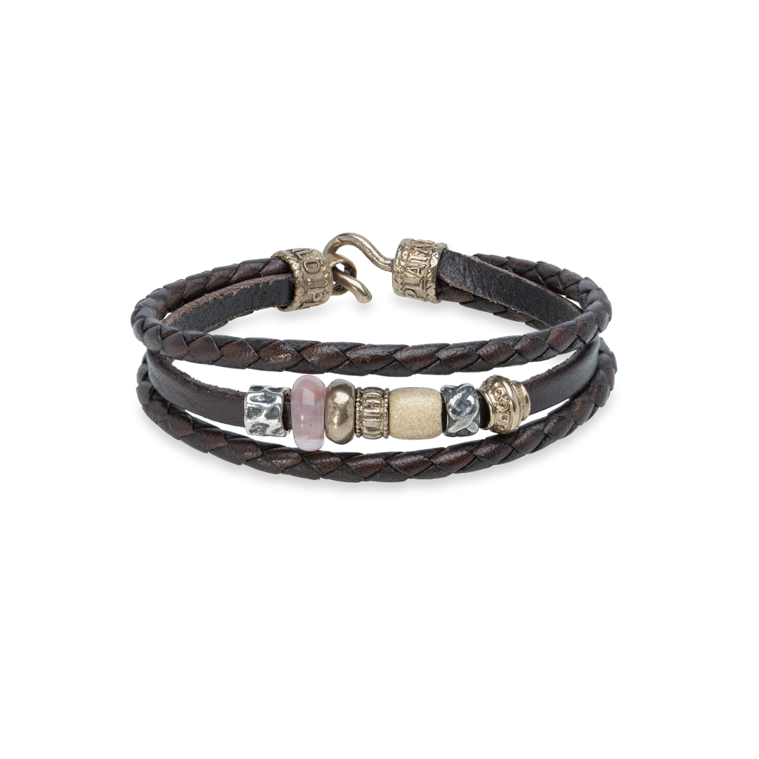 Pulsera Kalila con Plata 925, cuero y perlas de agua dulce