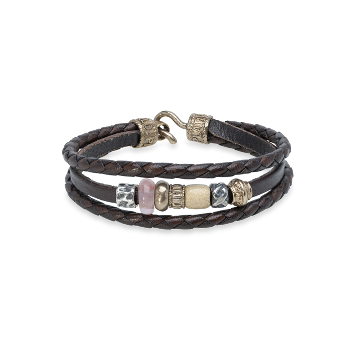 Pulsera Kalila con Plata 925, cuero y perlas de agua dulce