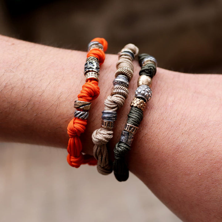 Yapen Men's Bracelet in green nylon with knots and 925 silver