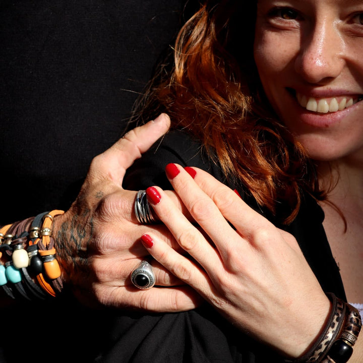 Pulsera Mujer Marrakech con Plata 925, bronce, cuero y textil