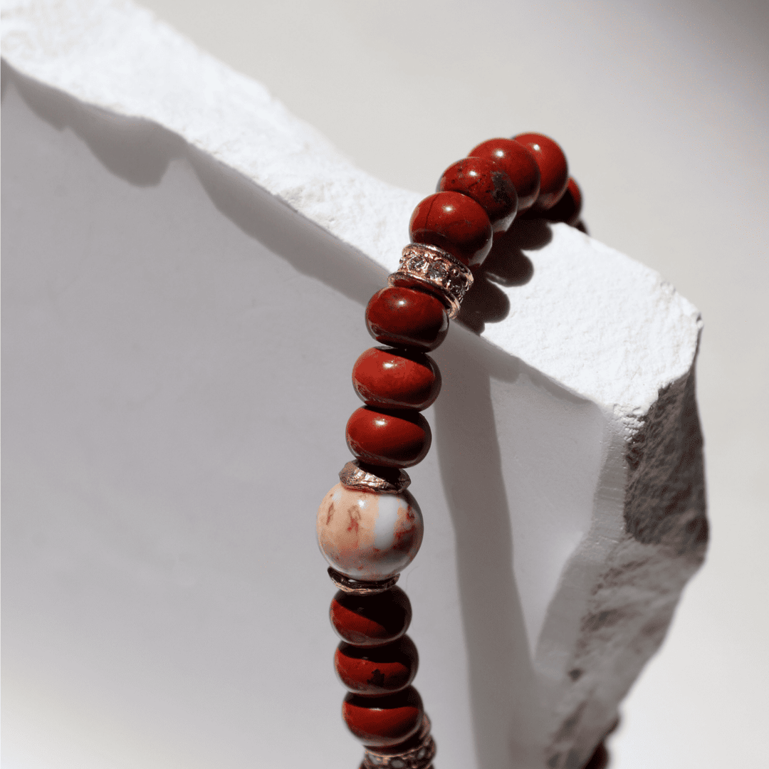Hanami women's carnelian and coral bead bracelet with 925 silver pieces