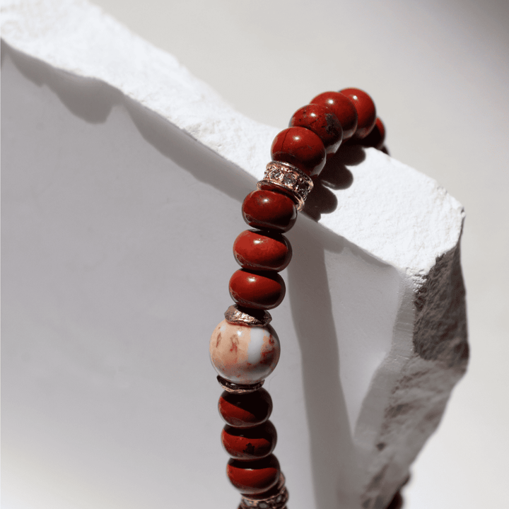 Hanami women's carnelian and coral bead bracelet with 925 silver pieces
