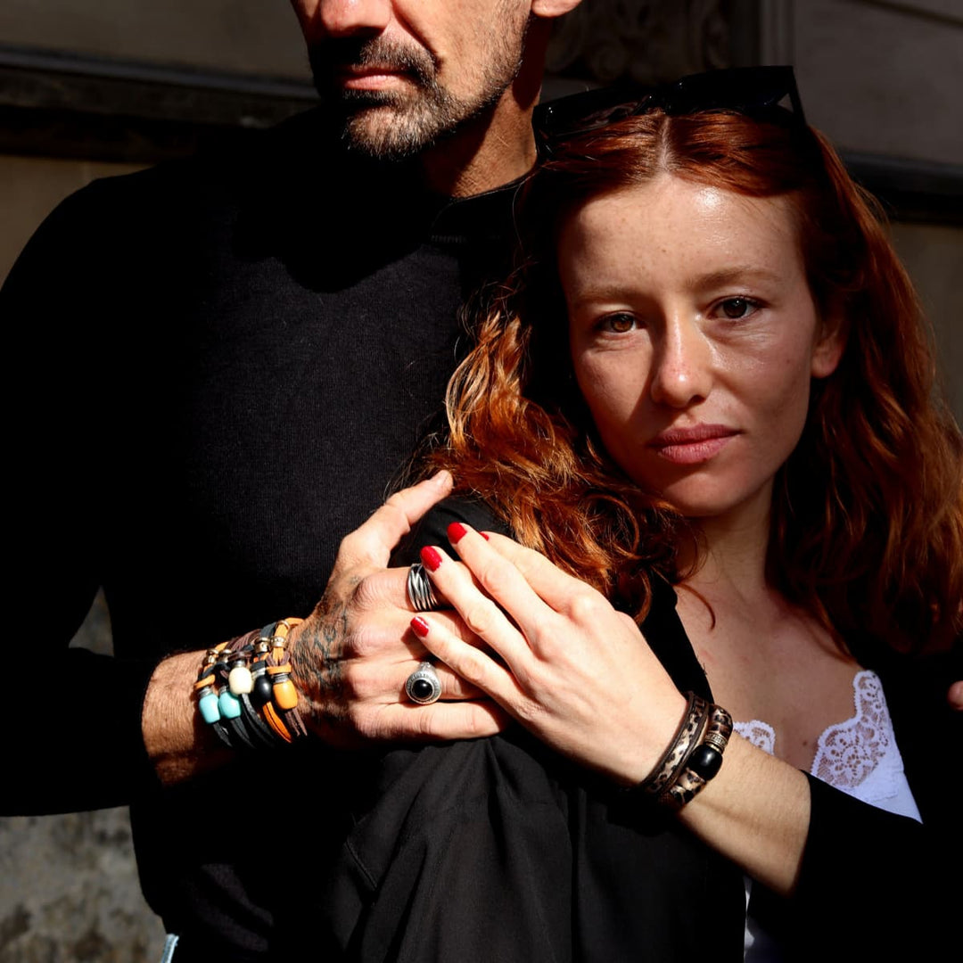 Pulsera Mujer Marrakech con Plata 925, bronce, cuero y textil