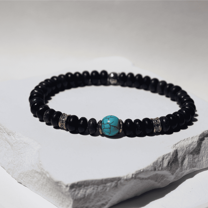 Pulsera de bolas de mujer Kokoro de lapizlázuli y turquesa con piezas de plata 925