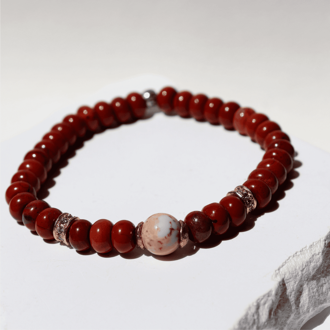 Hanami women's carnelian and coral bead bracelet with 925 silver pieces