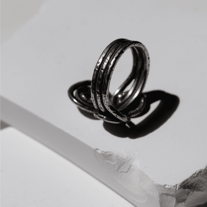 Kuraiho Damenring mit drei 925 Silberspiralen