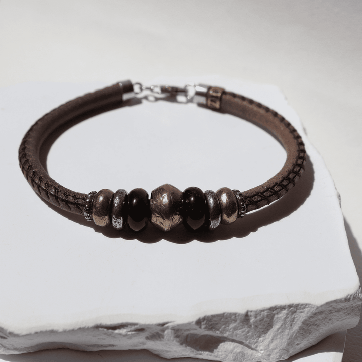 Akatsuki Men's Leather Bracelet with Tiger's Eye