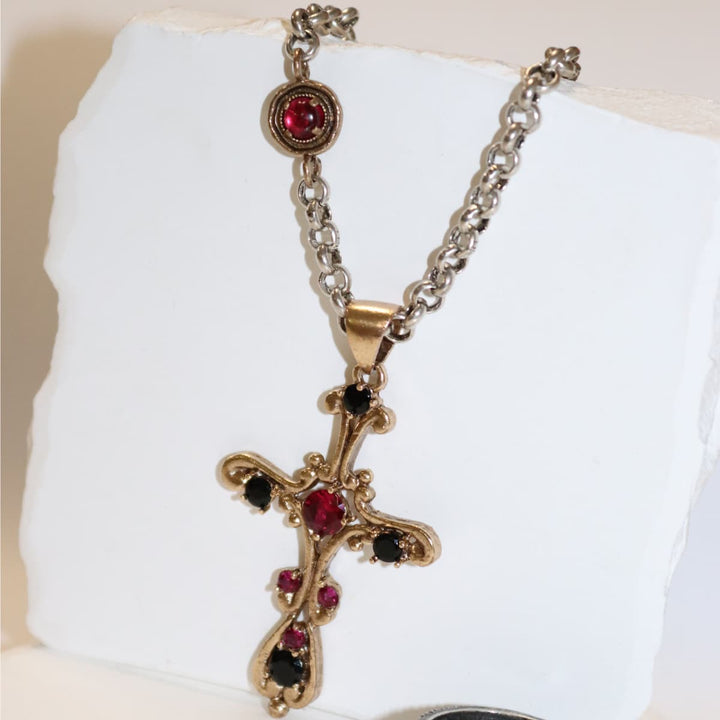 Collar Mujer Rabat con Plata 925, onix y circonitas rubíes