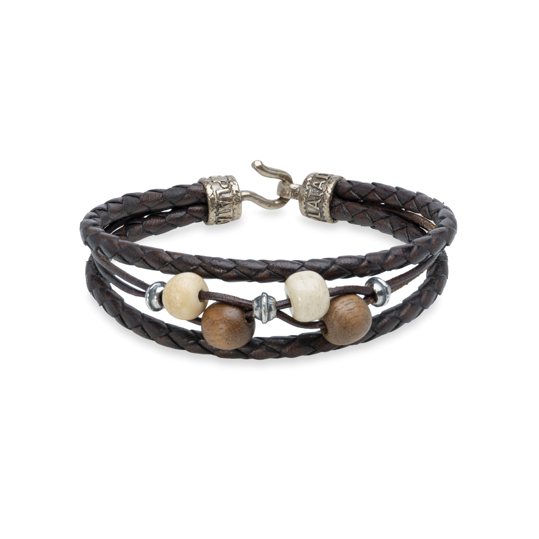 Pulsera Mujer Malia con Plata 925, cuero y perlas de agua dulce