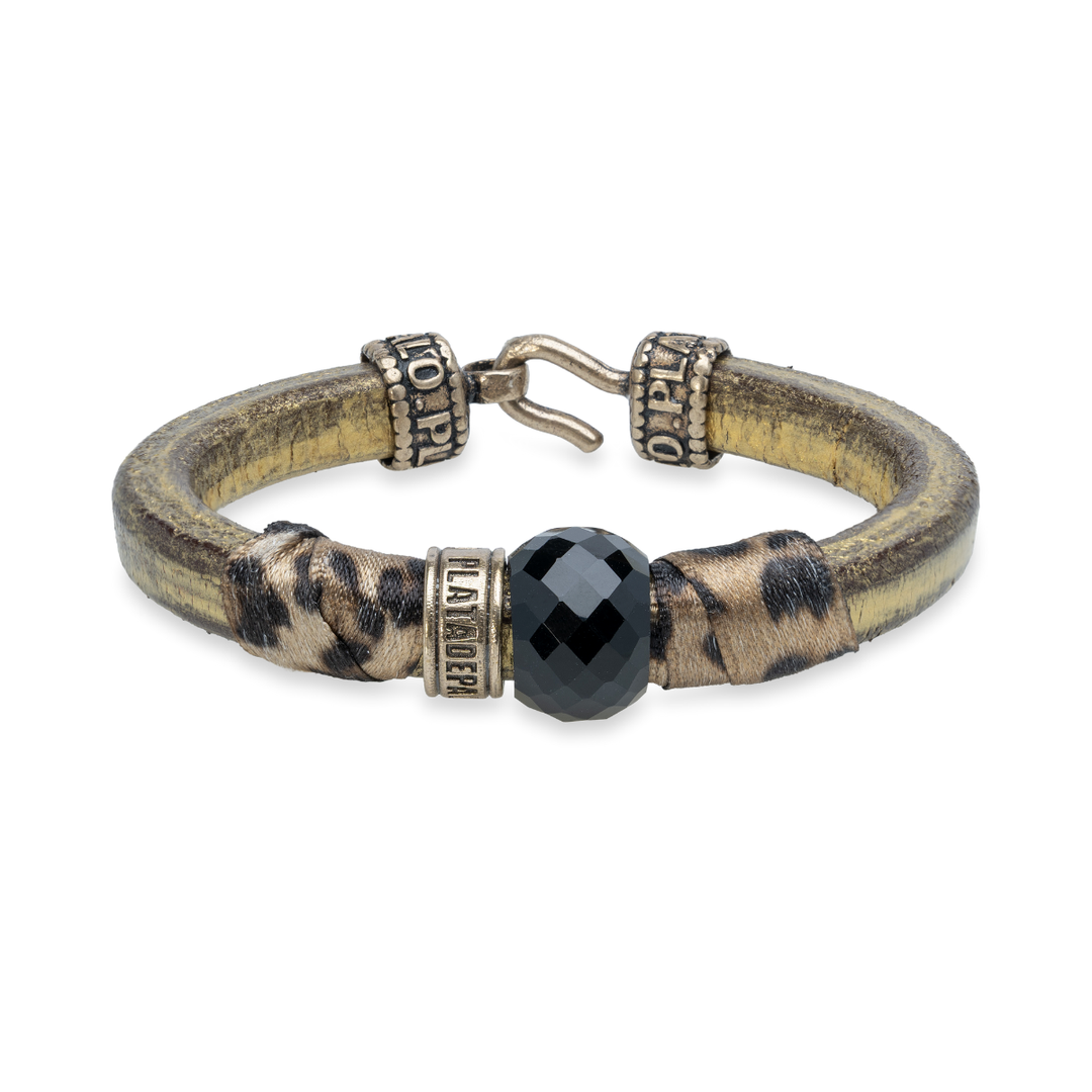 Pulsera Mujer Fez con Plata 925, bronce, cuero y textil