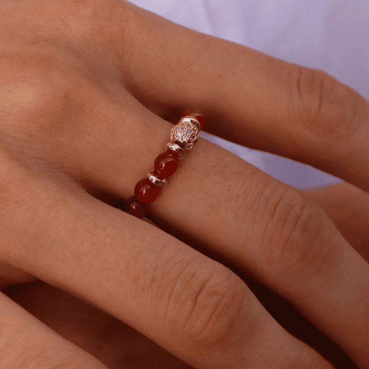 Mina Women's Ring in bronze, carnelian and zircons