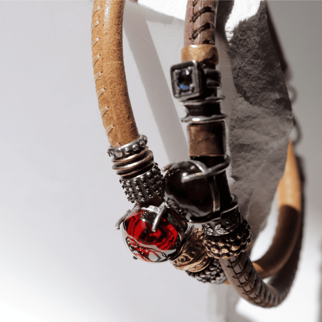 Tenshi Damenarmband aus Leder und Rauchquarz