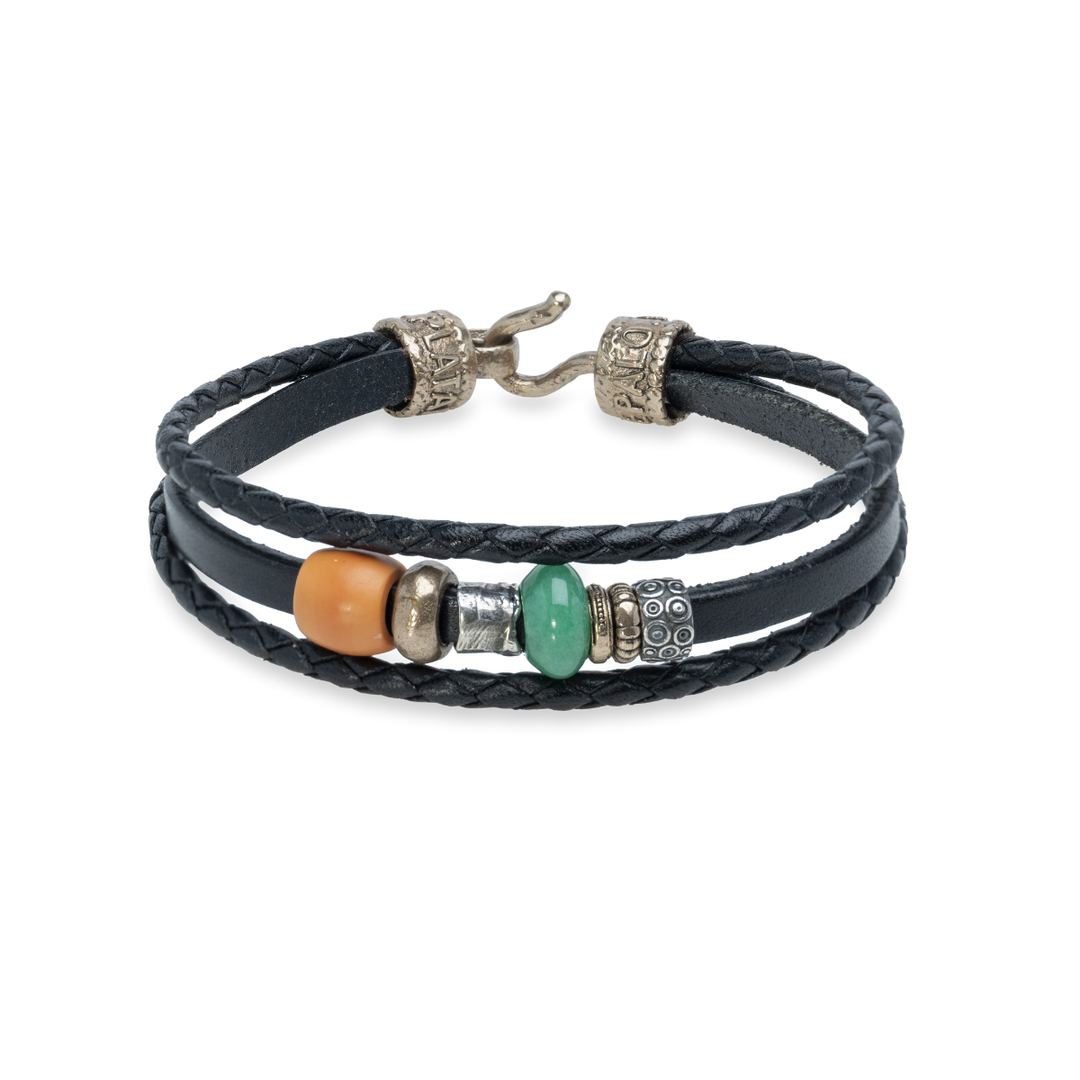 Pulsera Samira con Plata 925, cuero y perlas de agua dulce