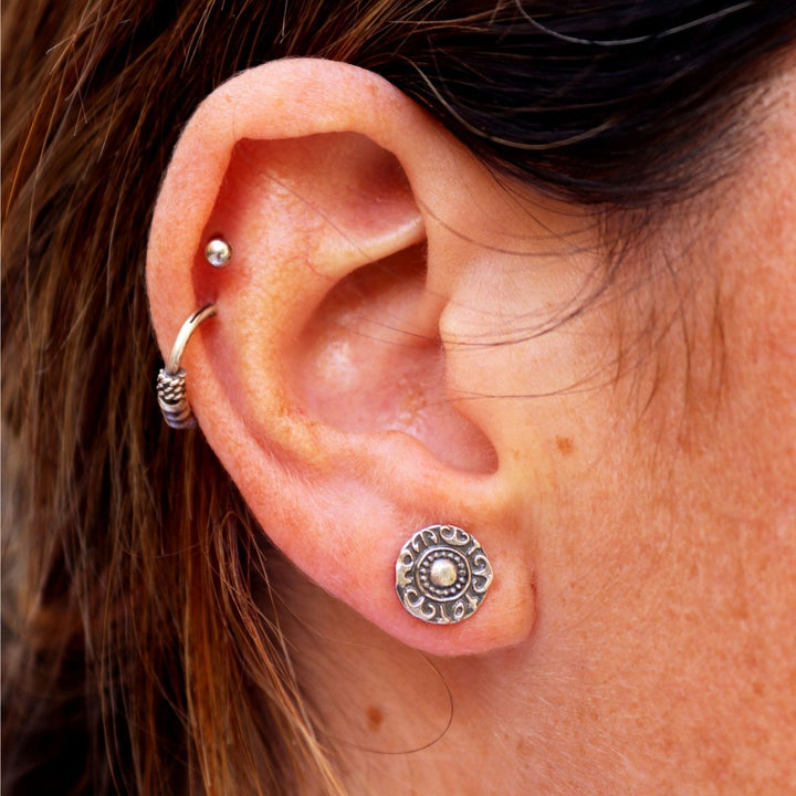 Mayonaka Women's Earrings in 925 Silver Engraved