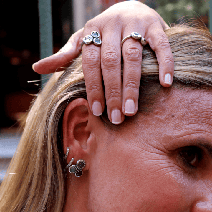 Shinkai Damenring in 925 Silber mit Aquamarin und Olivin