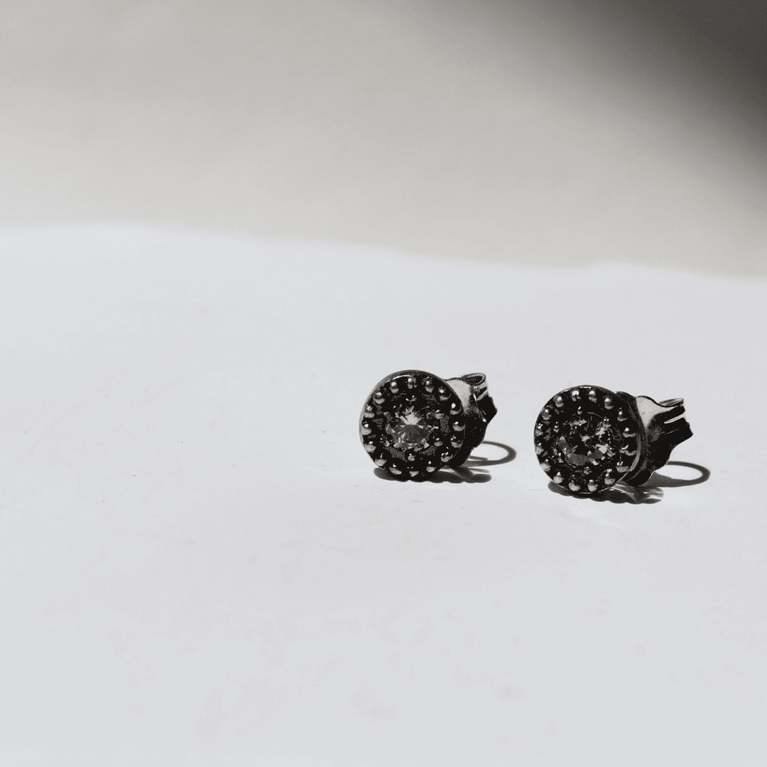 Tsuyu women's circular earrings made of 925 silver and white zirconia