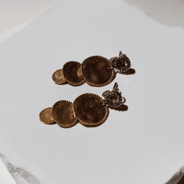 Hoshikuzu Women's Earrings with Cascading Bronze Medals