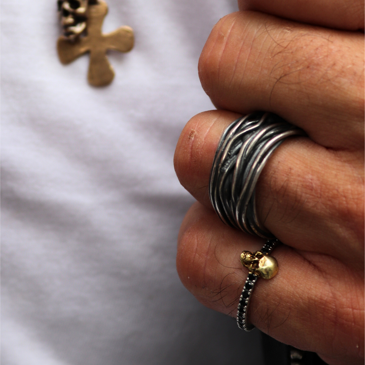 Tyn Skull Ring in 925 silver and black zirconia