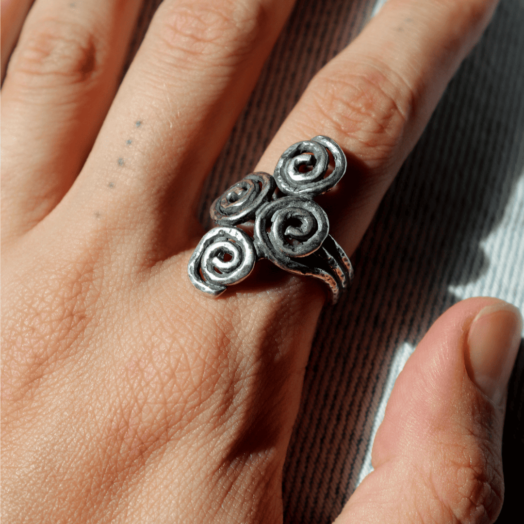 Yugen Women's Ring with four 925 silver spirals