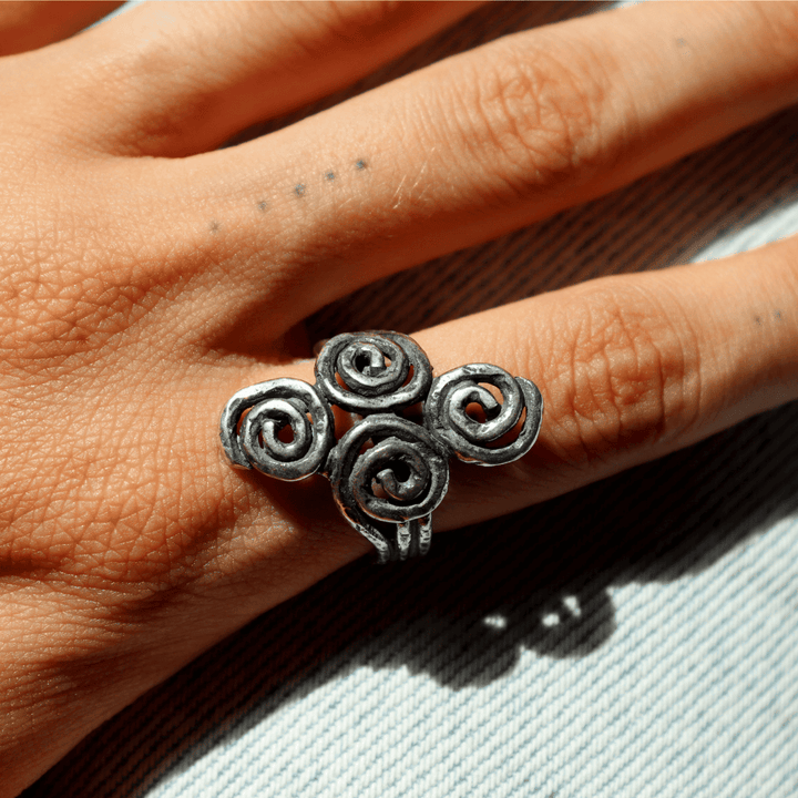 Yugen Women's Ring with four 925 silver spirals