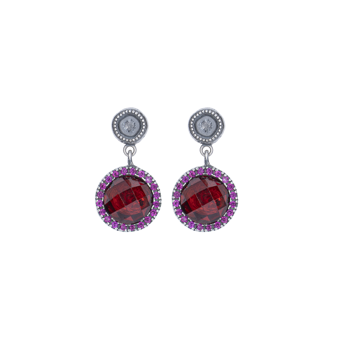 Pendientes Mujer Sienna de Plata 925 con circonitas granate