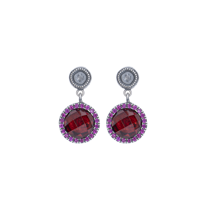 Pendientes Mujer Sienna de Plata 925 con circonitas granate