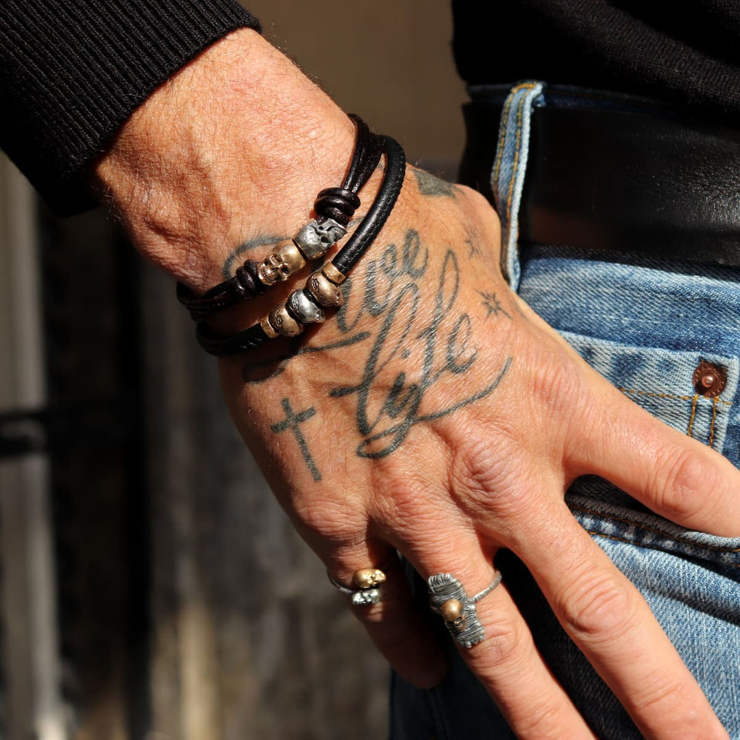 Flaherty Skull Bracelet in 925 Silver and Bronze
