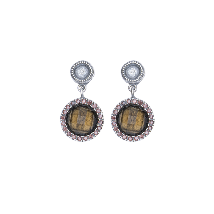 Pendientes Mujer Sahara de Plata 925 con circonitas cuarzo fumé