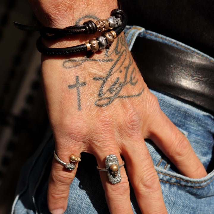 Flaherty Skull Bracelet in 925 Silver and Bronze