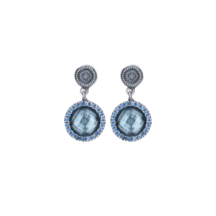 Pendientes Mujer Bruma de Plata 925 con circonitas aguamarina