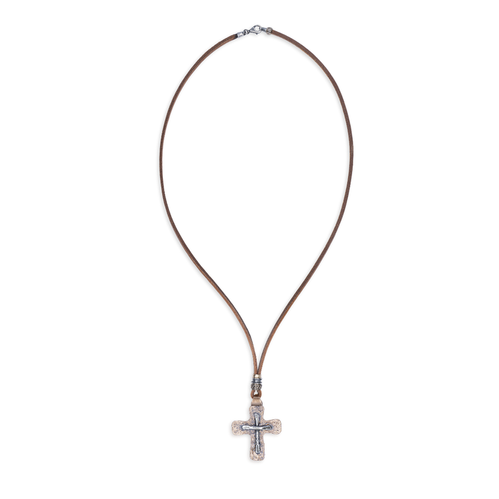 Collar Hombre Derb de Plata 925, cuero y bronce